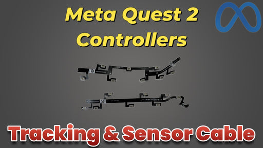 Closeup of Meta Quest 2 controller with exposed tracking ring showing the delicate internal sensor cable connecting infrared LEDs to the main circuit board