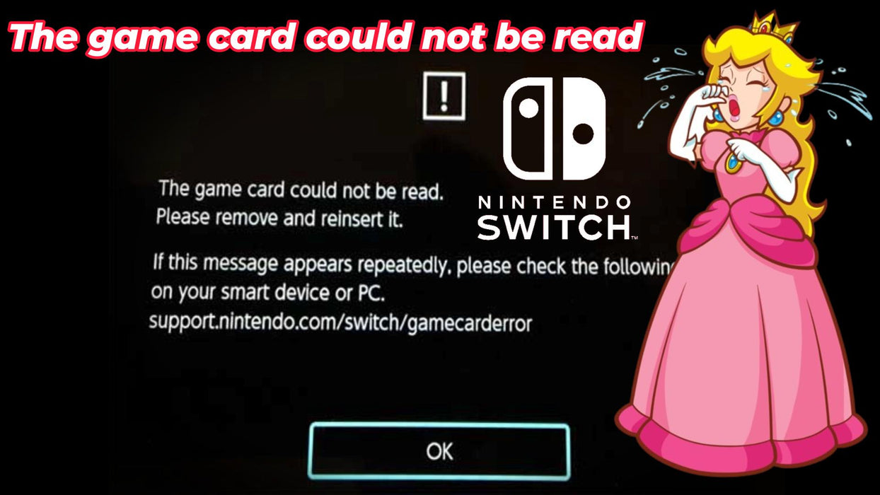 The game card could not be read error message on switch console